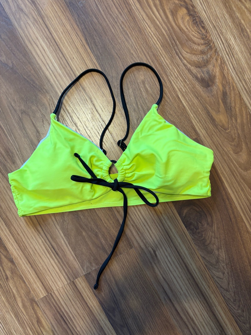 Neon Yellow Tie-Front Bikini Top